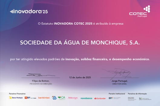 �gua Monchique renova pelo 4.� ano consecutivo o Estatuto INOVADORA COTEC 2025